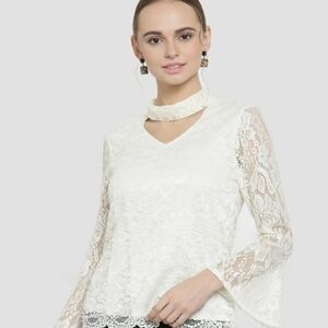 Hyfve Elegant Lace Choker Top - Cream